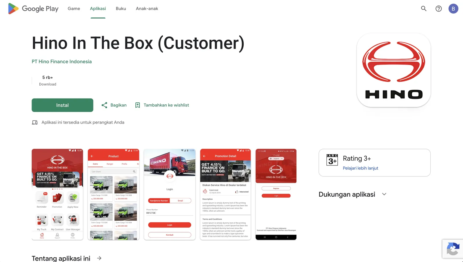 Hino in the Box app
